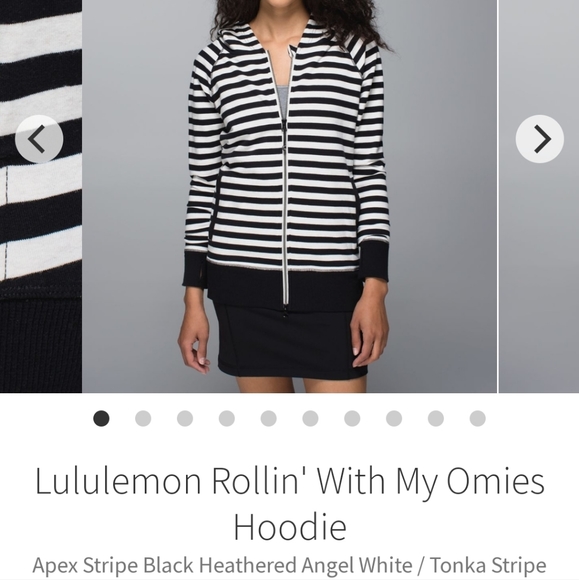 Lululemon Black White Stripe Rollin’ With My Omies Hoodie! Size 4 - Picture 6 of 11